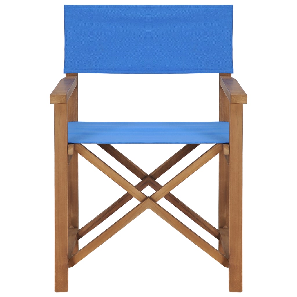 Director's Chairs 2 pcs Solid Teak Wood Blue