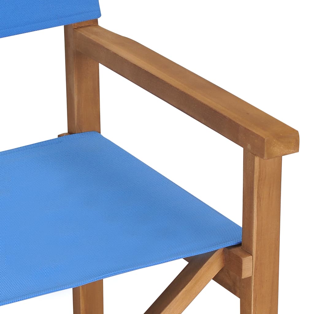 Director's Chairs 2 pcs Solid Teak Wood Blue