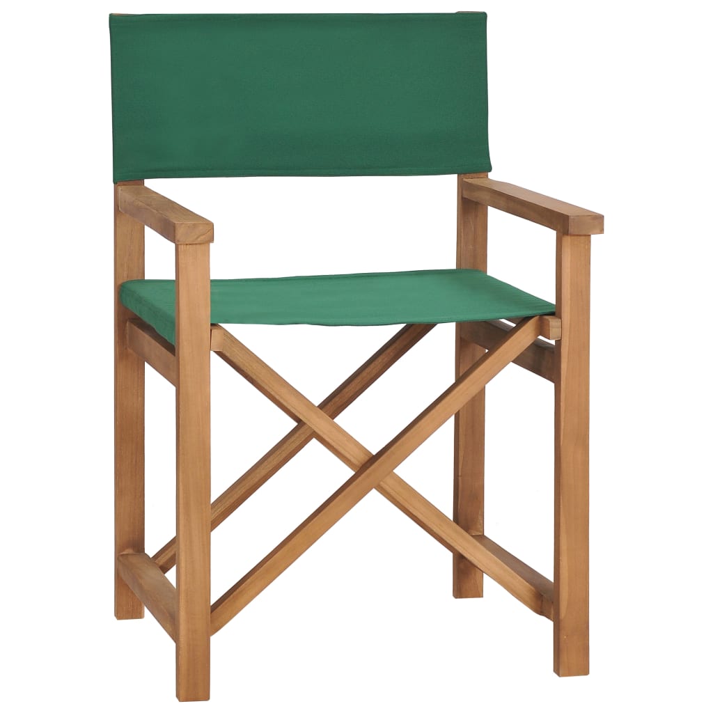 Director's Chairs 2 pcs Solid Teak Wood Green