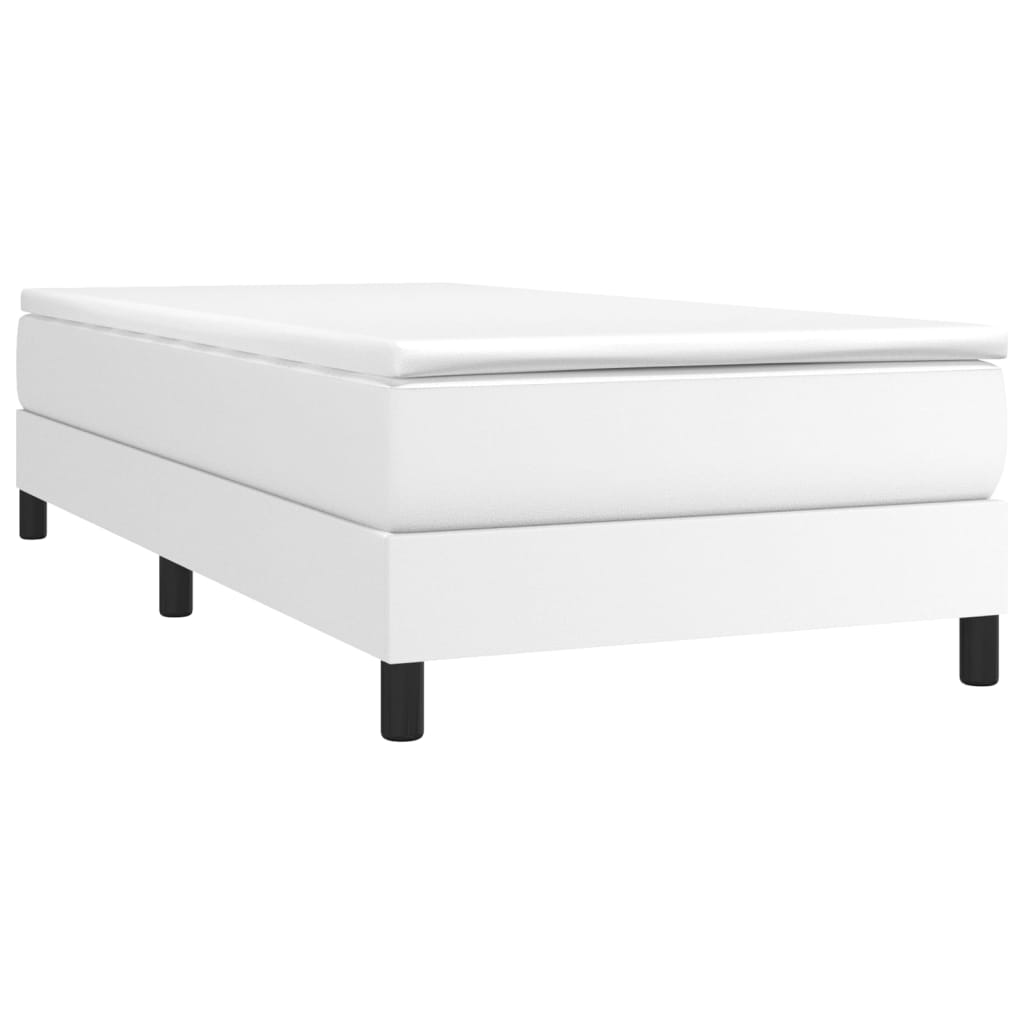 Box Spring Bed Frame White 39.4"x74.8" Twin Faux Leather