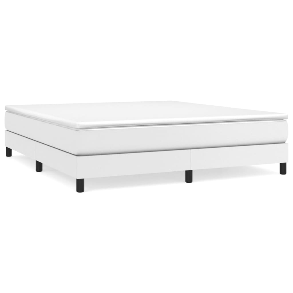 Box Spring Bed Frame White 72"x83.9" California King Faux Leather