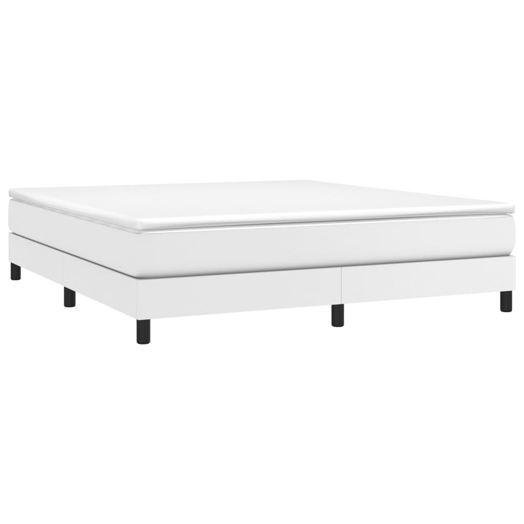 Box Spring Bed Frame White 72"x83.9" California King Faux Leather