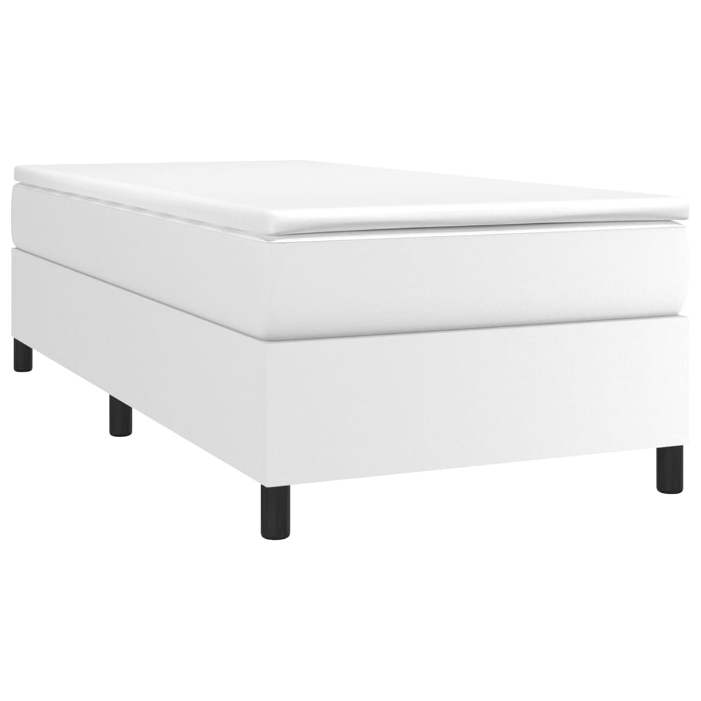 Box Spring Bed Frame White 39.4"x79.9" Twin XL Faux Leather