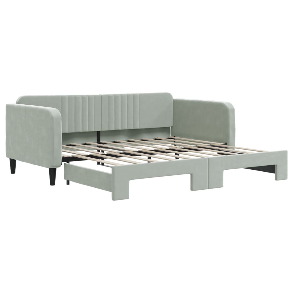 Daybed with Trundle Light Gray 39.4"x74.8" Velvet