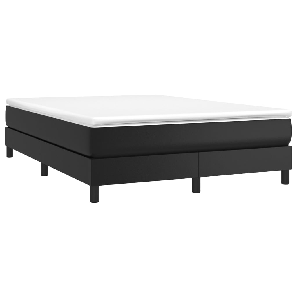 Box Spring Bed with Mattress Black 53.9"x74.8" Full Faux Leather