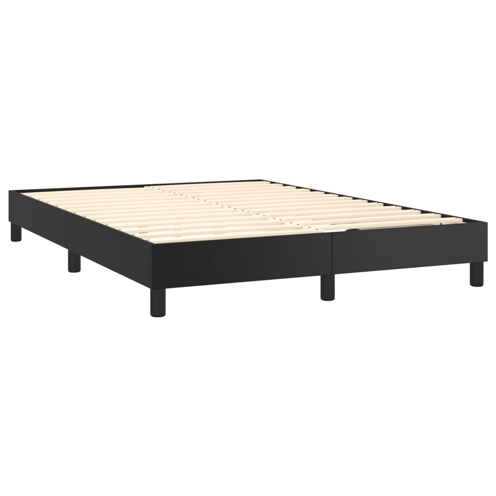 Box Spring Bed with Mattress Black 53.9"x74.8" Full Faux Leather