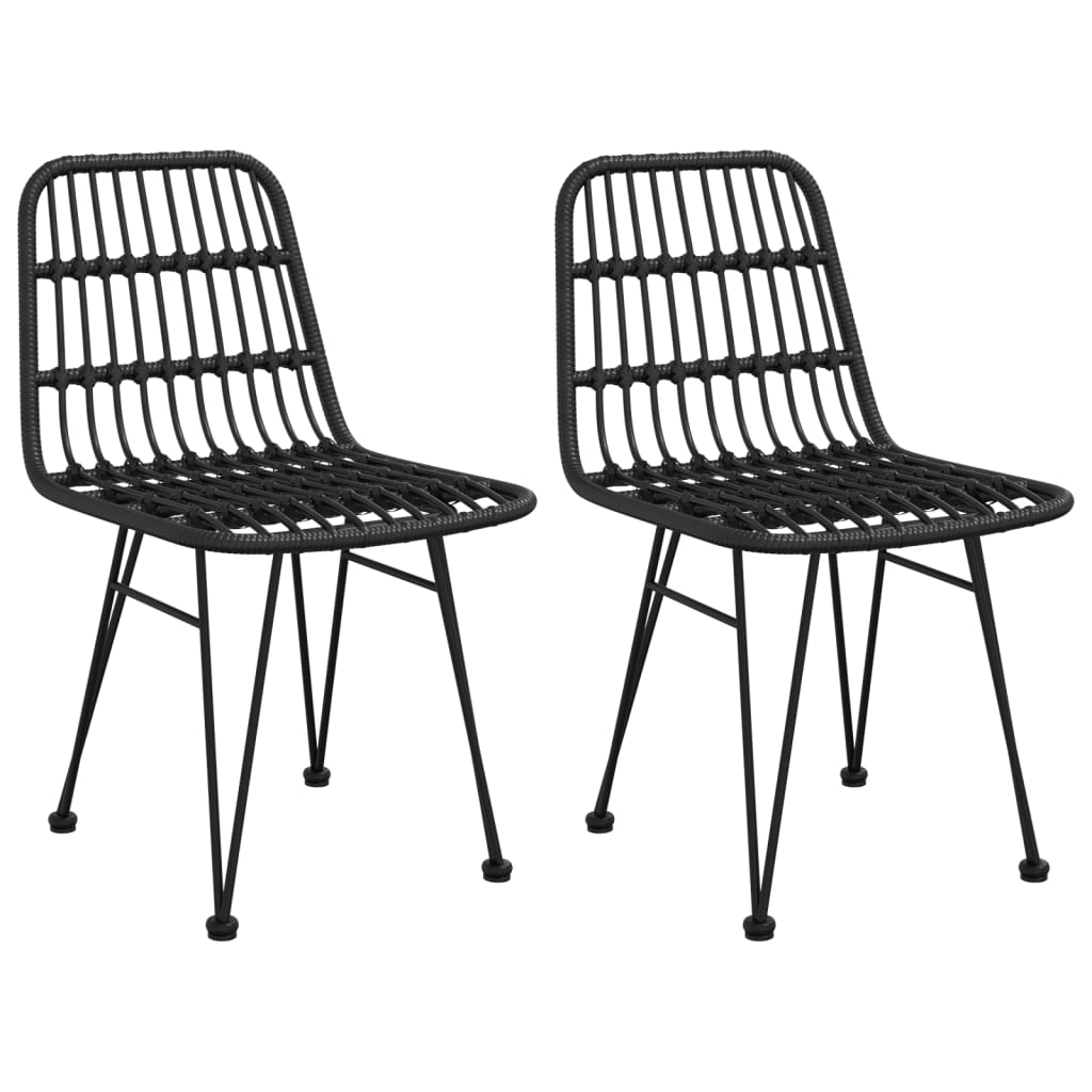 Patio Chairs 2 pcs Black 18.9"x24.4"x33.1" PE Rattan