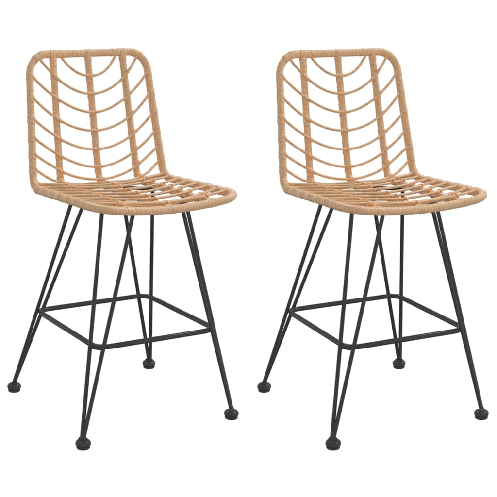 Bar Stools 2 pcs 17.7"x22"x40.7" PE Rattan and Steel