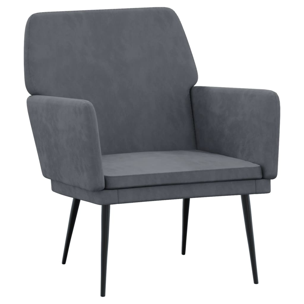 Armchair Dark Gray 24.4"x31.1"x31.1" Velvet