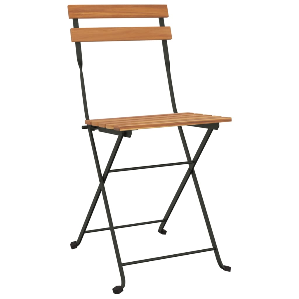 Folding Bistro Chairs 4 pcs Solid Wood Teak and Steel