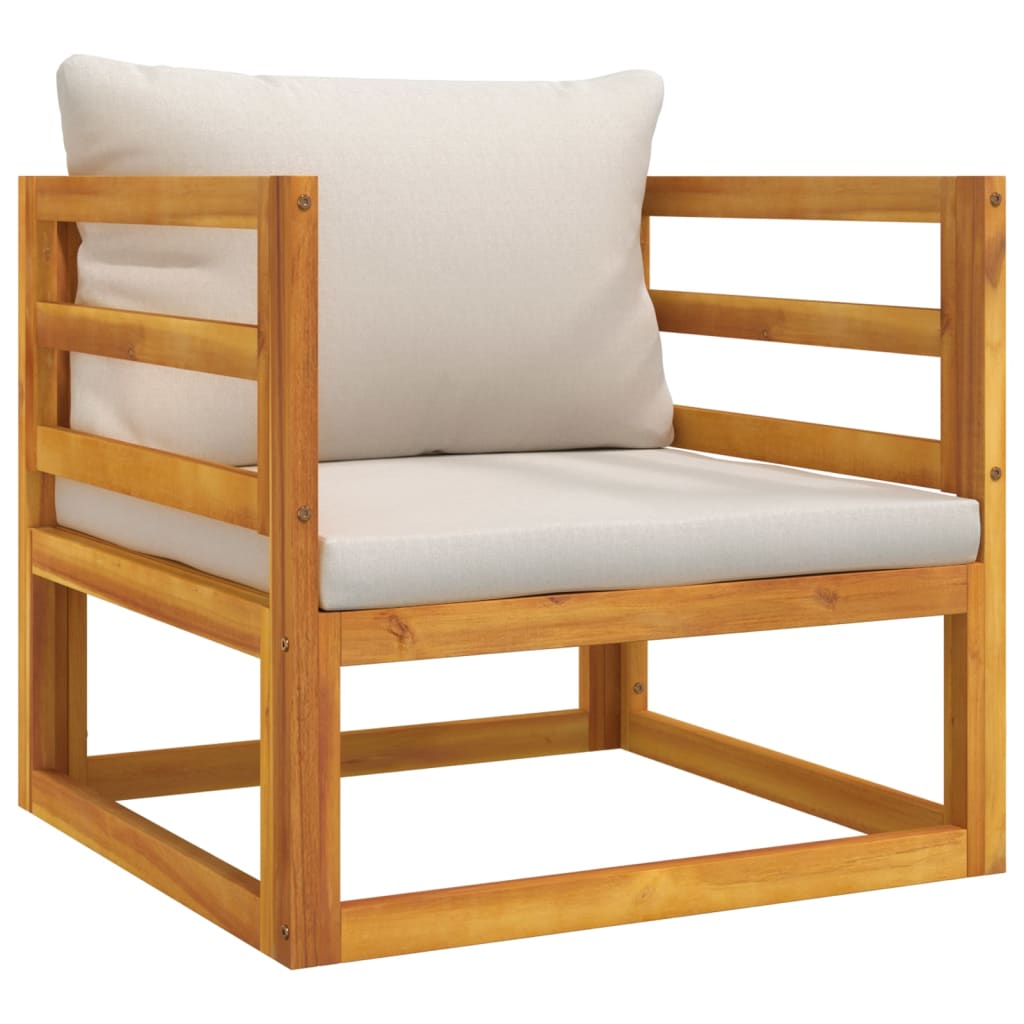 Patio Chair with Light Gray Cushions Solid Wood Acacia