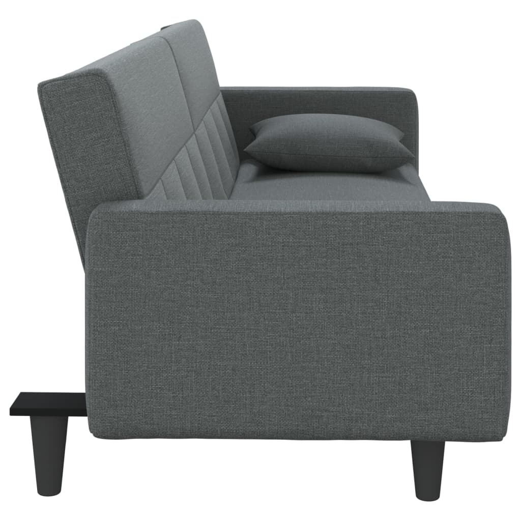 Sofa Bed with Cushions Dark Gray Fabric
