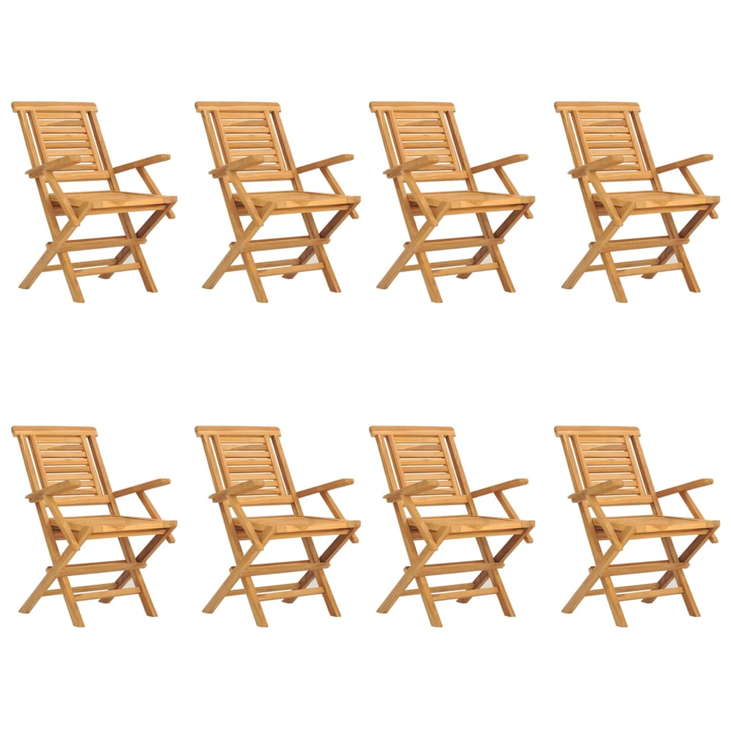 Folding Patio Chairs 8 pcs 22"x24.8"x35.4" Solid Wood Teak