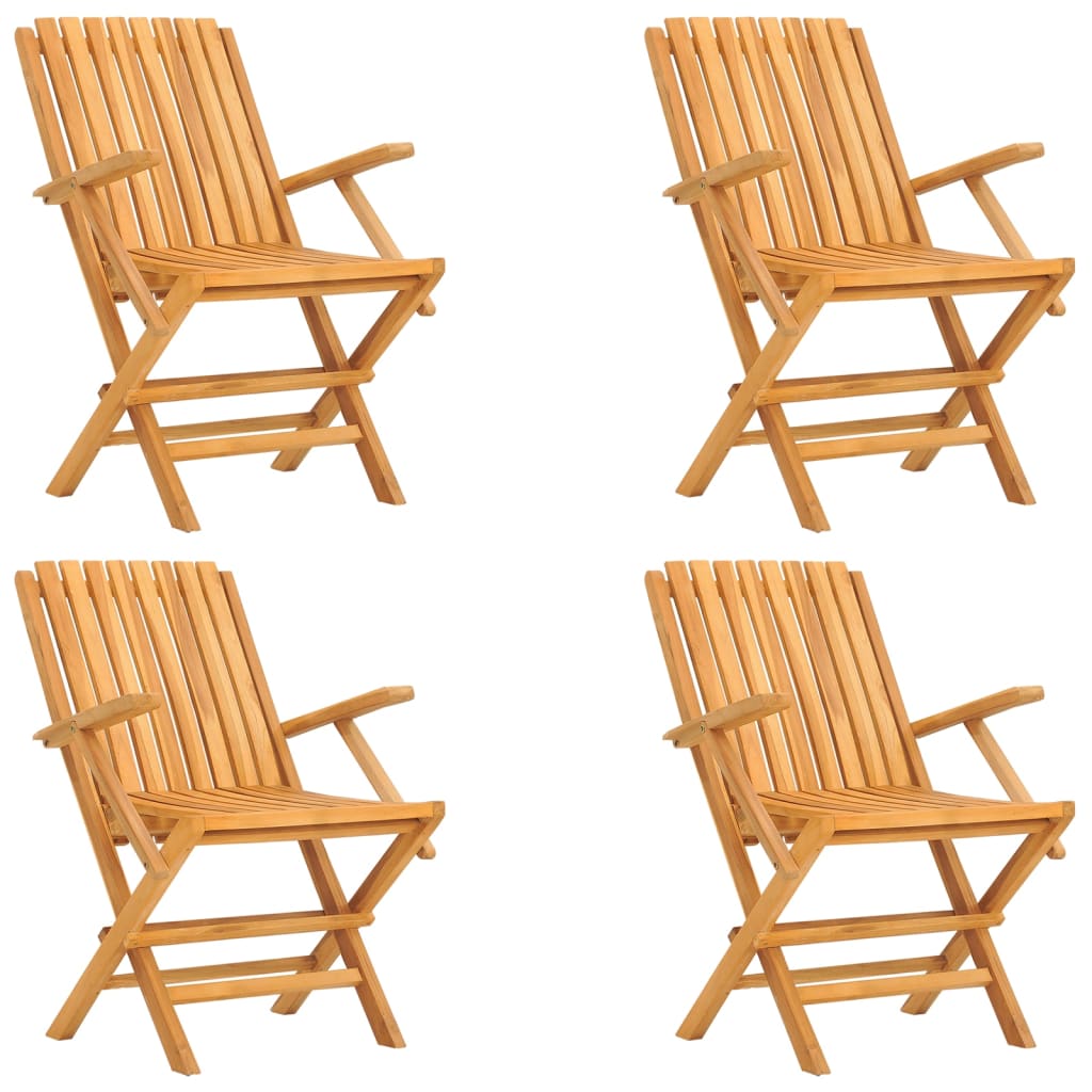 Folding Patio Chairs 4 pcs 24"x26.4"x35.4" Solid Wood Teak