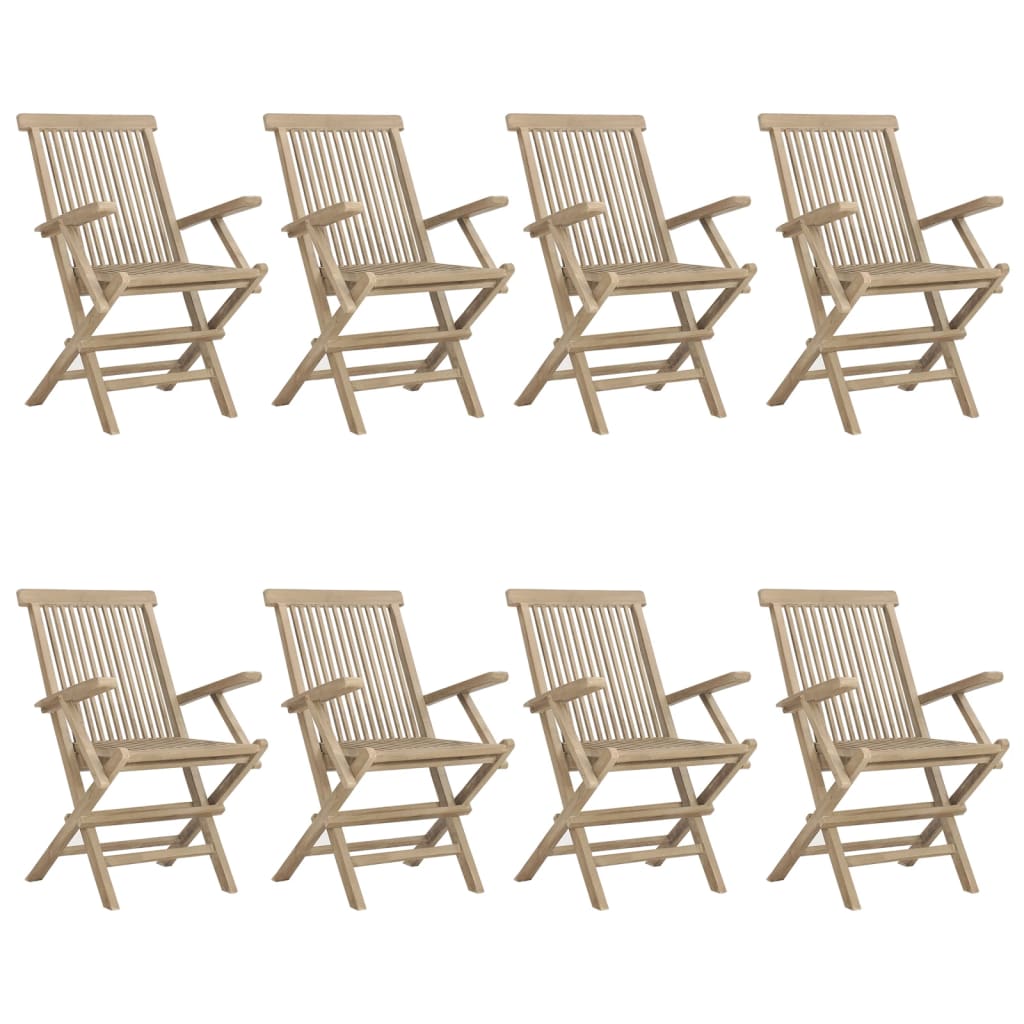 Folding Patio Chairs 8 pcs Gray 22"x24"x35" Solid Wood Teak