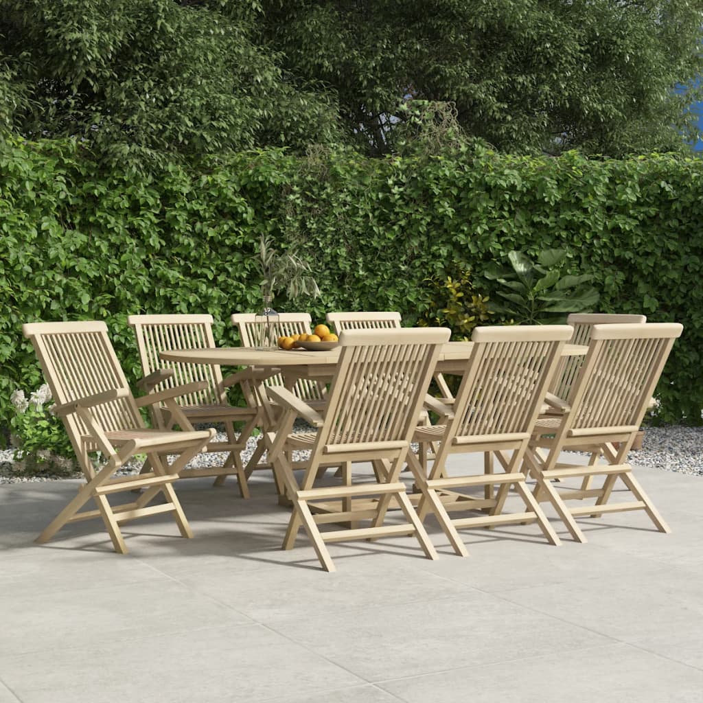 Folding Patio Chairs 8 pcs Gray 22"x24"x35" Solid Wood Teak