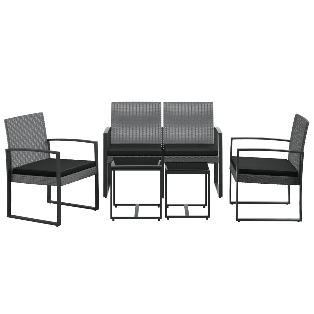 5 piece Patio Dining Set with Cushions Dark Gray PP Rattan