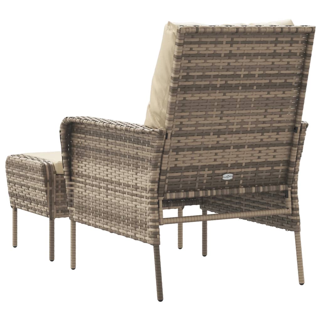 Patio Chair with Footstool Light Brown Poly Rattan