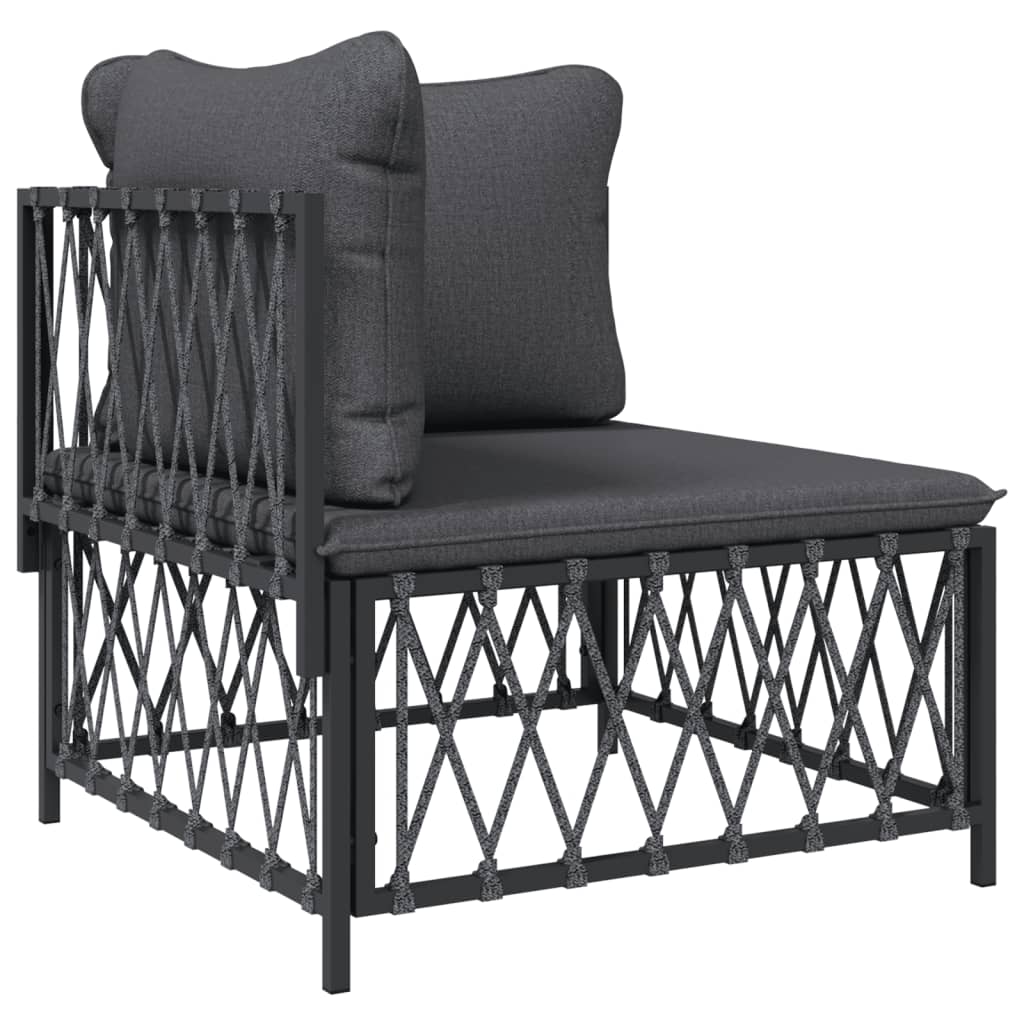 3 Piece Patio Lounge Set with Cushions Anthracite Steel