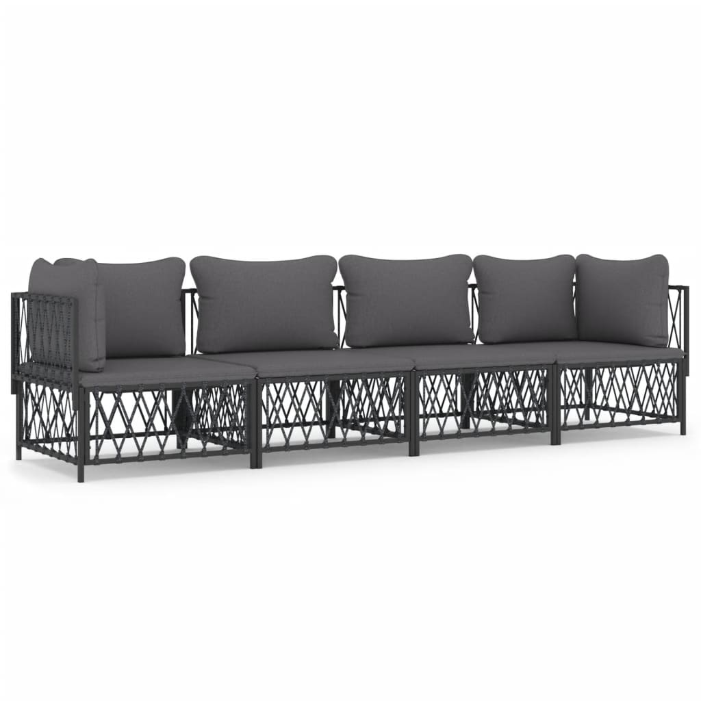4 Piece Patio Lounge Set with Cushions Anthracite Steel