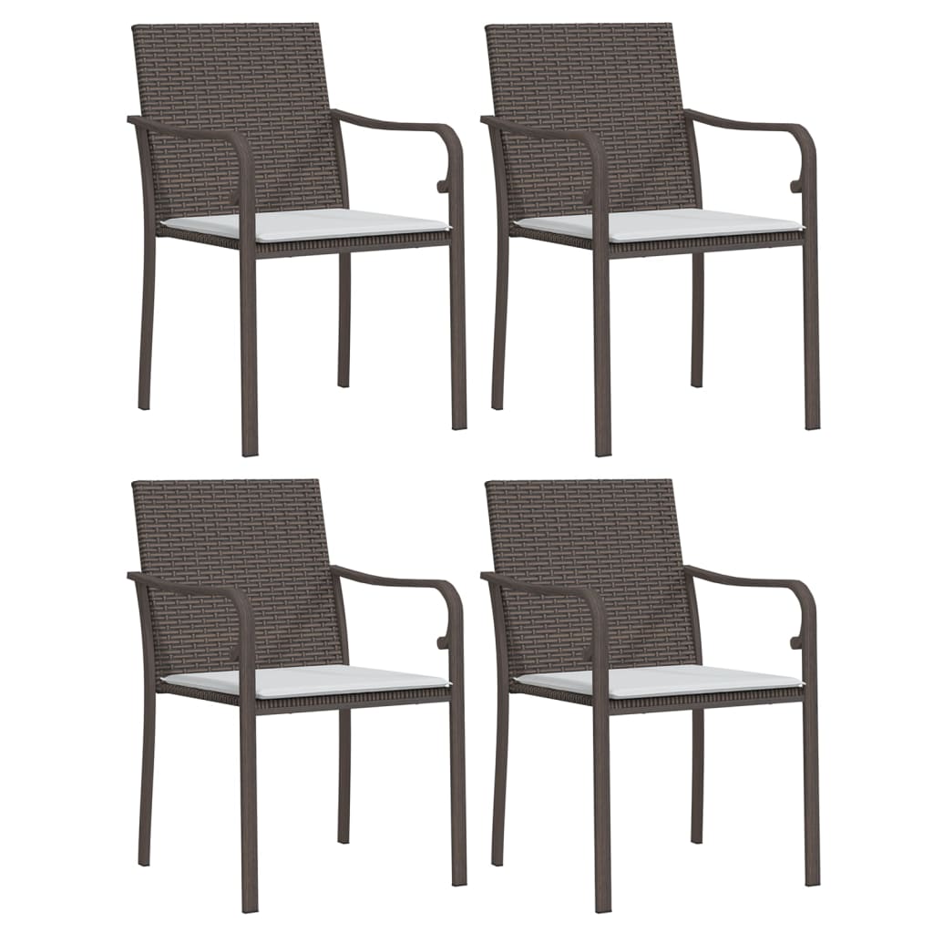 5 Piece Patio Dining Set with Cushions Poly Rattan and Steel