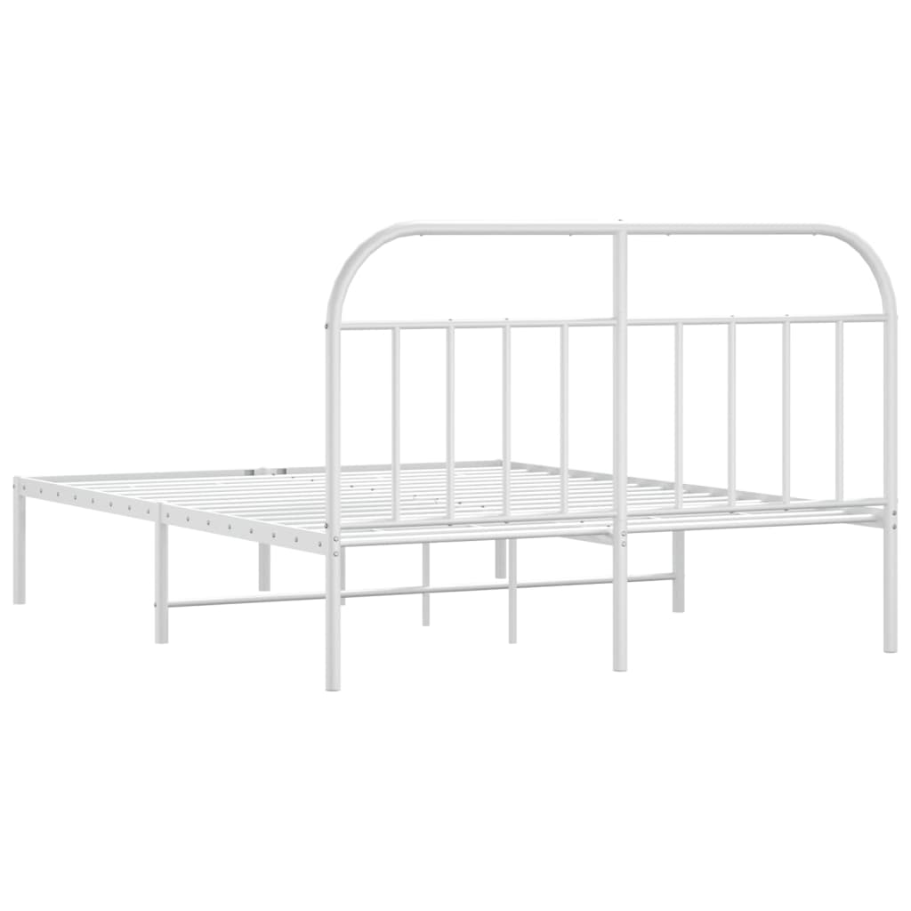 Metal Bed Frame with Headboard White 59.8"x78.7"