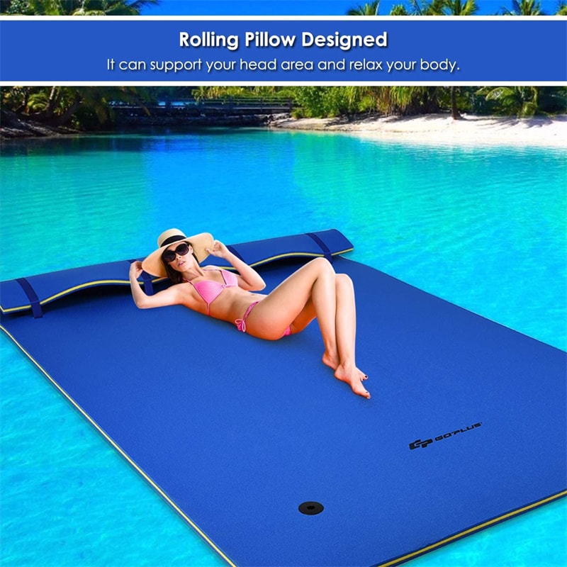 9' x 6' 3 Layer Tear-Resistant XPE Foam Floating Water Pad for Lake Beach Water Recreation