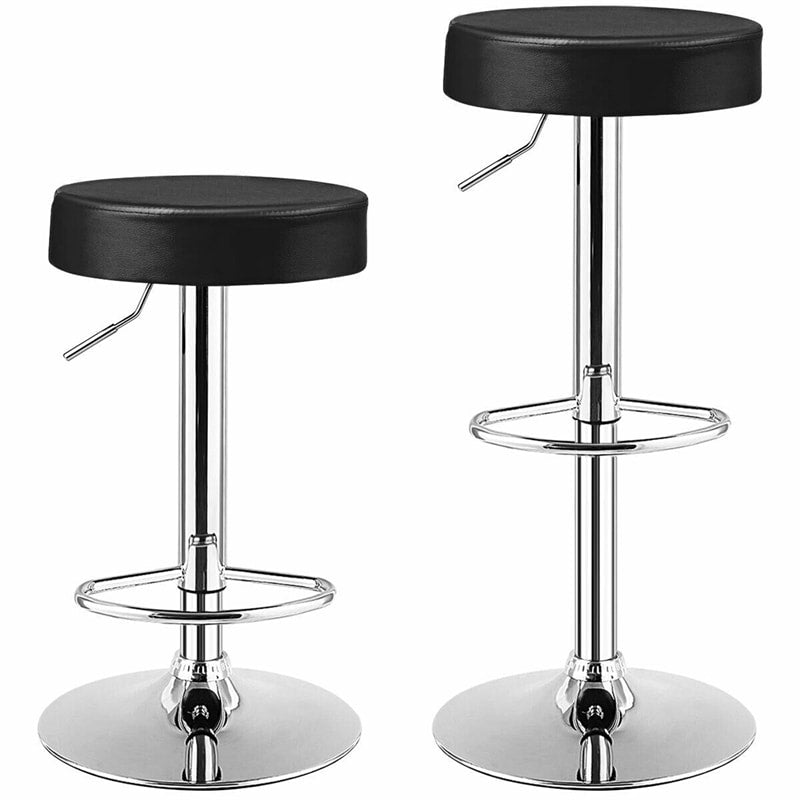 Adjustable Swivel Bar Stools Set of 2 Backless Leather Round Dining Chairs for Kitchen Dining Room