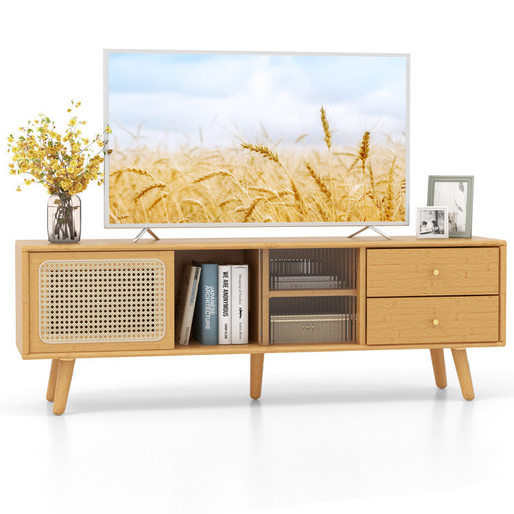 Bamboo TV Stand for TV up to 65 Inch