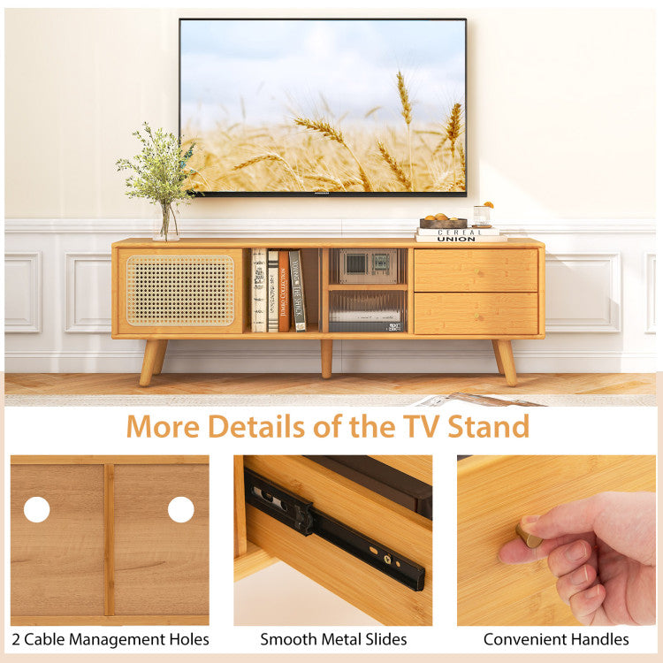 Bamboo TV Stand for TV up to 65 Inch
