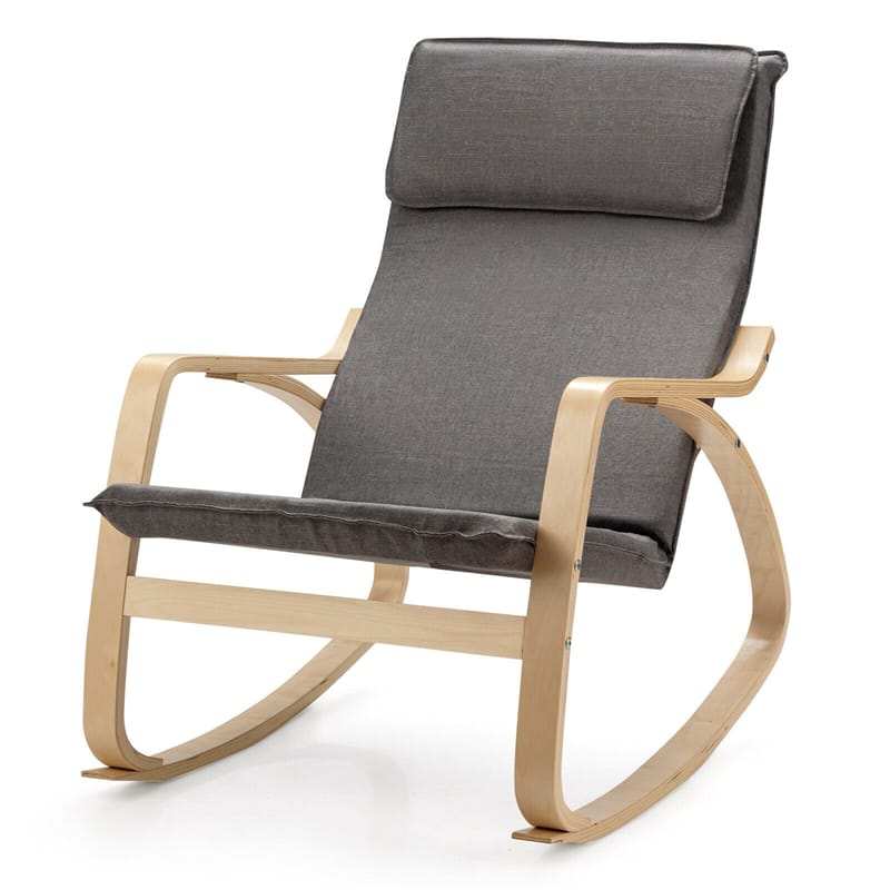Modern Bentwood Rocking Chair Relax Rocker Lounge Chair with Removable Upholstered Cushion