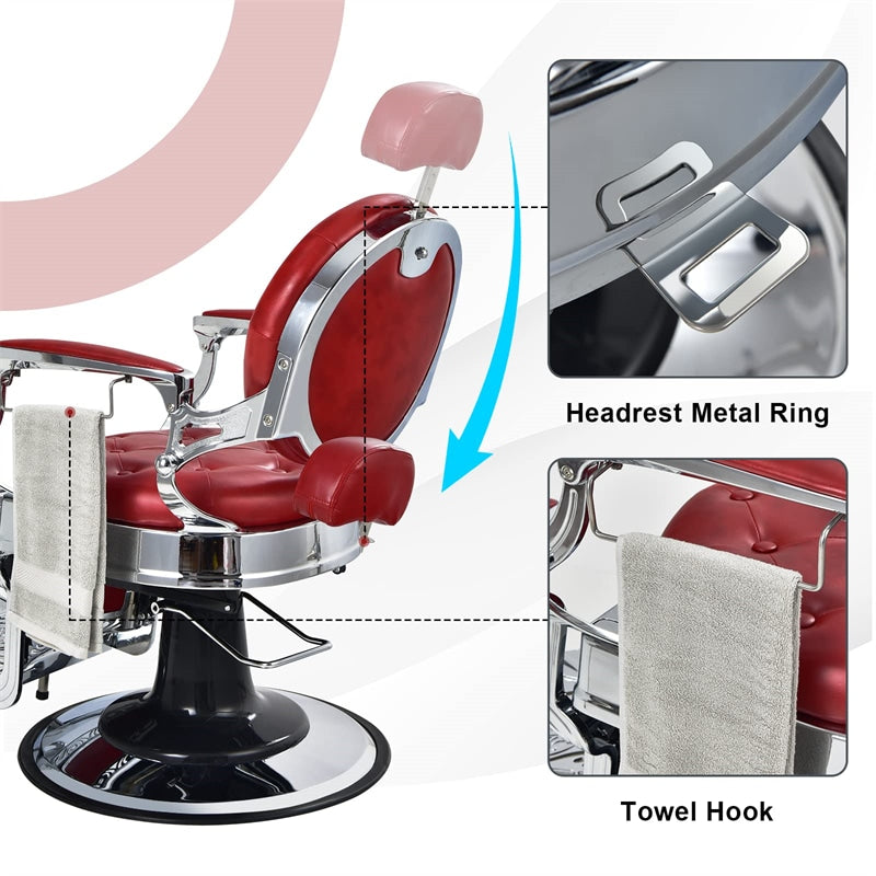 Vintage Barber Chair 360° Swivel Reclining Hair Salon Chair Height Adjustable Hairdressing Chair Styling Chair