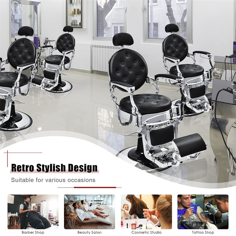 Vintage Barber Chair 360° Swivel Reclining Hair Salon Chair Height Adjustable Hairdressing Chair Styling Chair