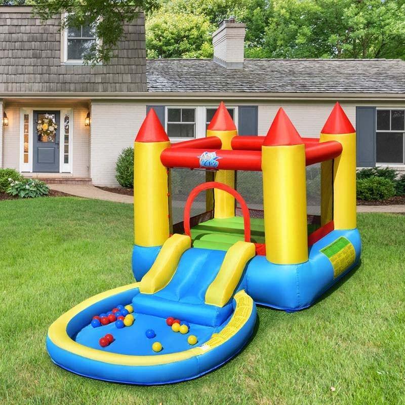 Kids Inflatable Water Slide Castle Bounce House with 580W Air Blower