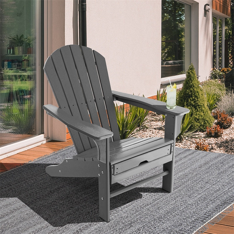 HDPE Adirondack Chair Weather Resistant Outdoor Patio Deck Chairs with Retractable Ottoman