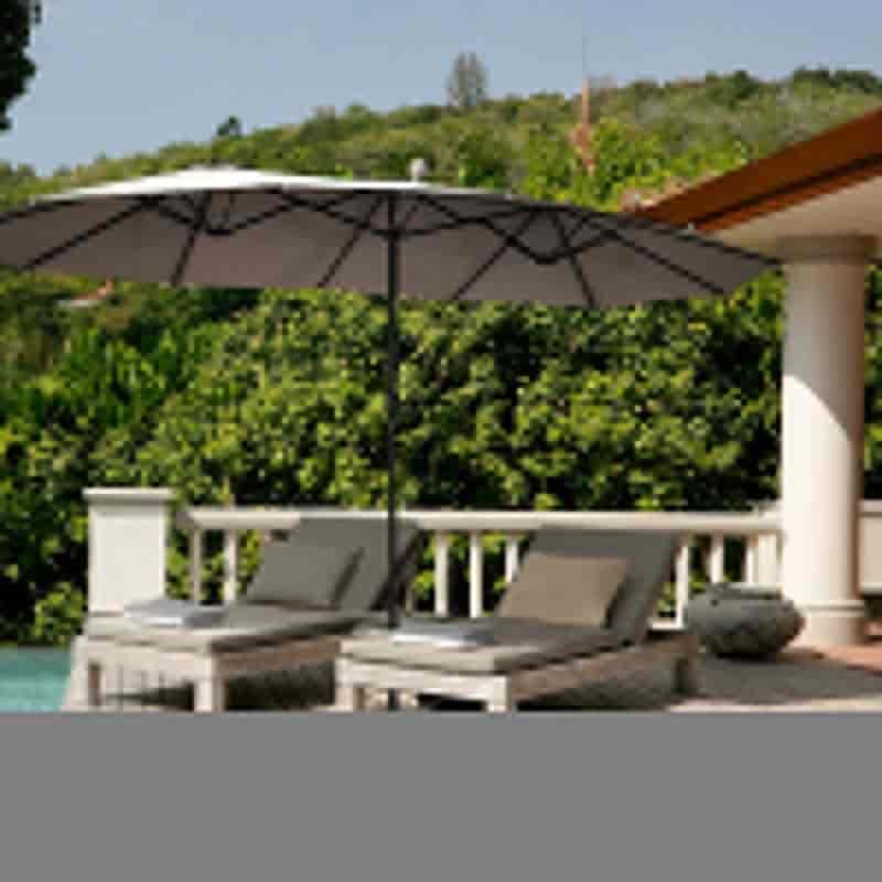 15 FT Double Sided Patio Umbrella with Crank without Weight Base