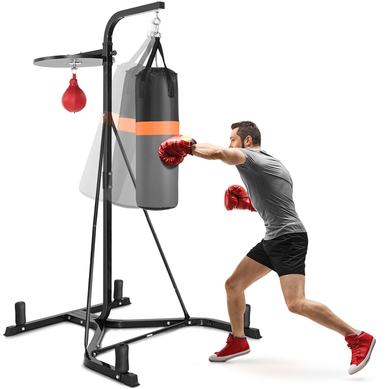Punching Bag Stand Freestanding Heavy Bag Stand Boxing Sandbag Bracket with Height Adjustable Speed Ball for Adults Home Gym