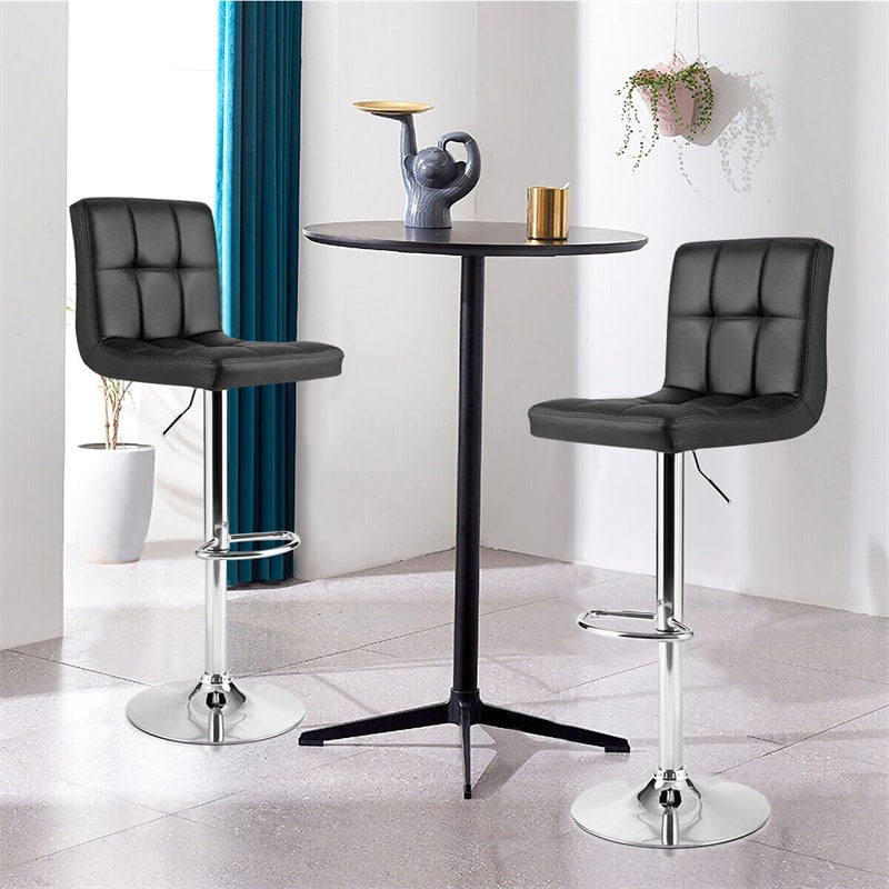 Swivel Bar Stools Set of 2 Modern Adjustable Armless Barstools PU Leather Counter Height Kitchen Chairs