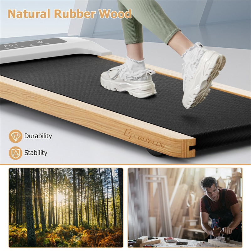 Walking Pad Under Desk Treadmill Wooden Frame Portable Treadmill Installation-Free Walking Pad with Remote Control & LED Display