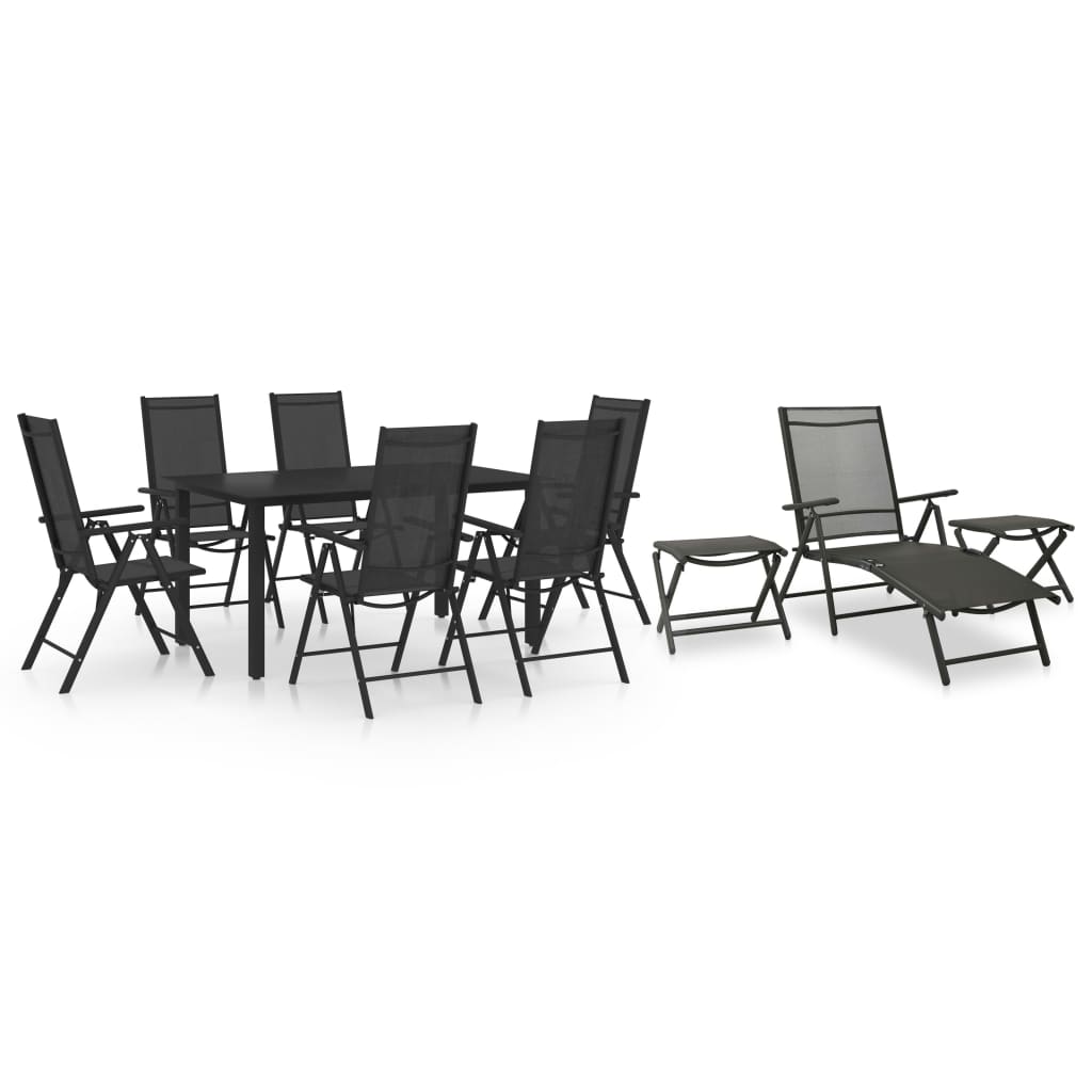 10 Piece Patio Dining Set Black and Anthracite
