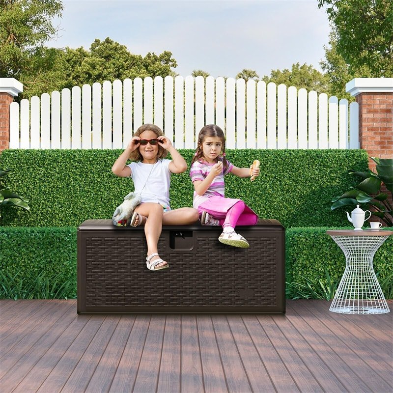 100 Gallon Patio Deck Box All Weather Outdoor Storage Container with Lockable Lid for Yard Garden - Soothe Seating