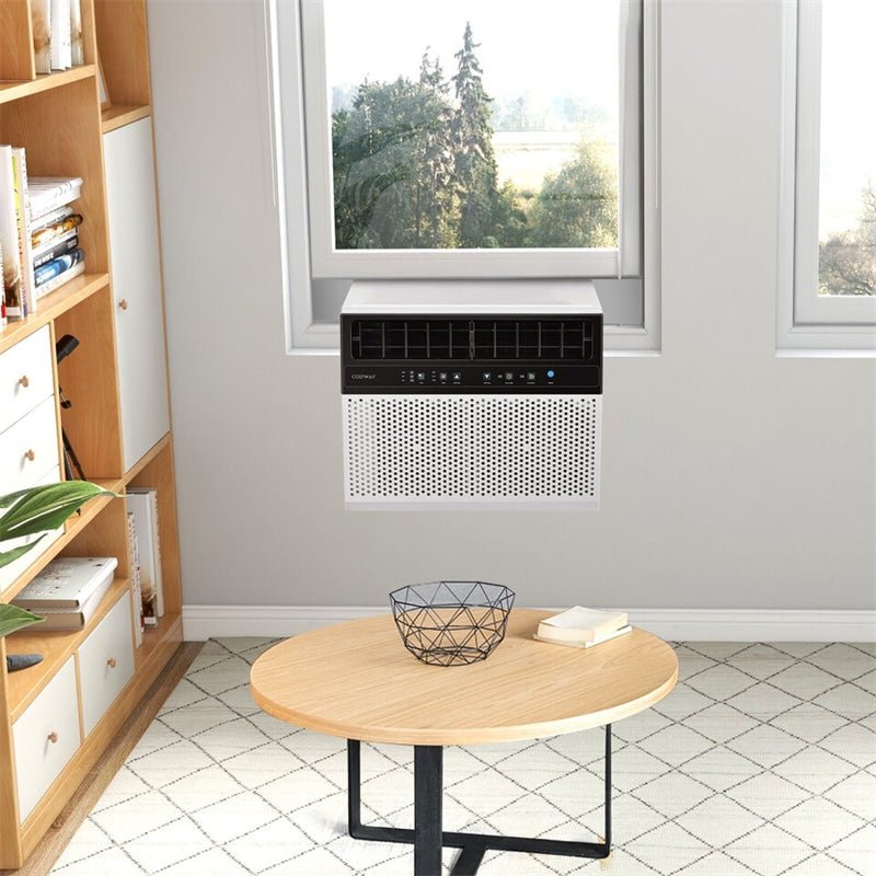 10000 BTU Saddle Window Air Conditioner Over-the-Sill AC unit with Energy Saver Modes, Remote & LED Control Panel - Soothe Seating