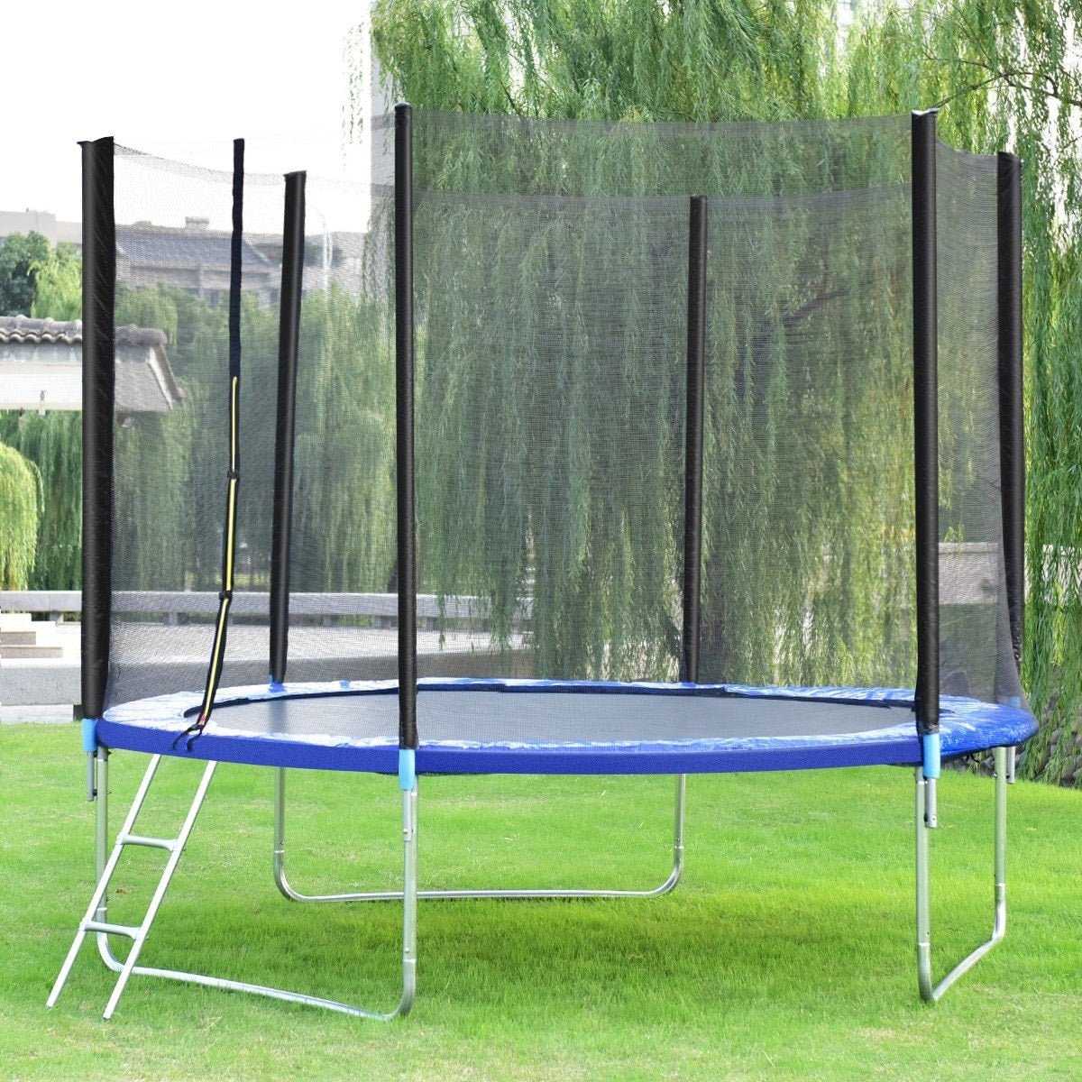 10ft 3 Legs Trampoline Combo Bounce Jump with Spring Pad and Enclosure Net - Soothe Seating