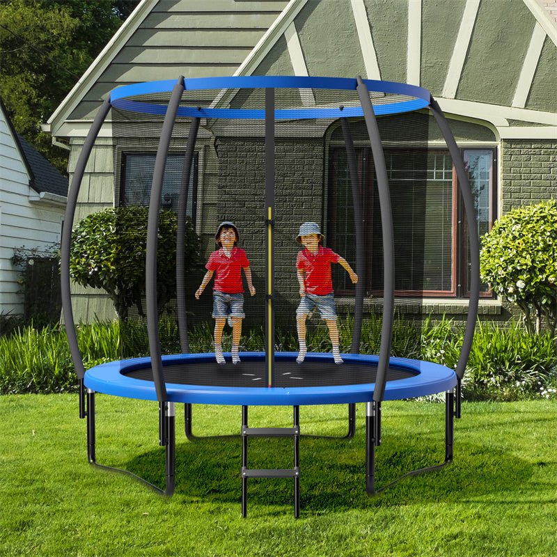 10FT Outdoor Recreational Trampoline with Enclosure Net Safety Pad & Ladder for Kids Adults - Soothe Seating
