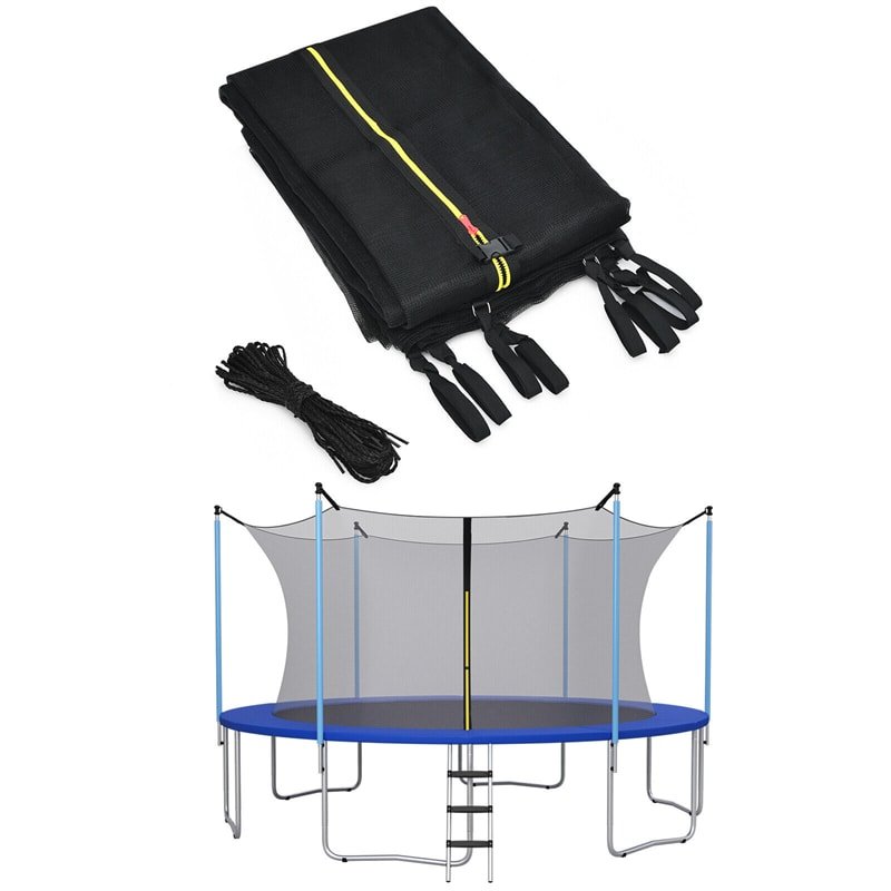 10FT Trampoline Net Replacement Weather-Resistant Trampoline Safety Enclosure with Double-Headed Zipper for 6 Poles - Soothe Seating