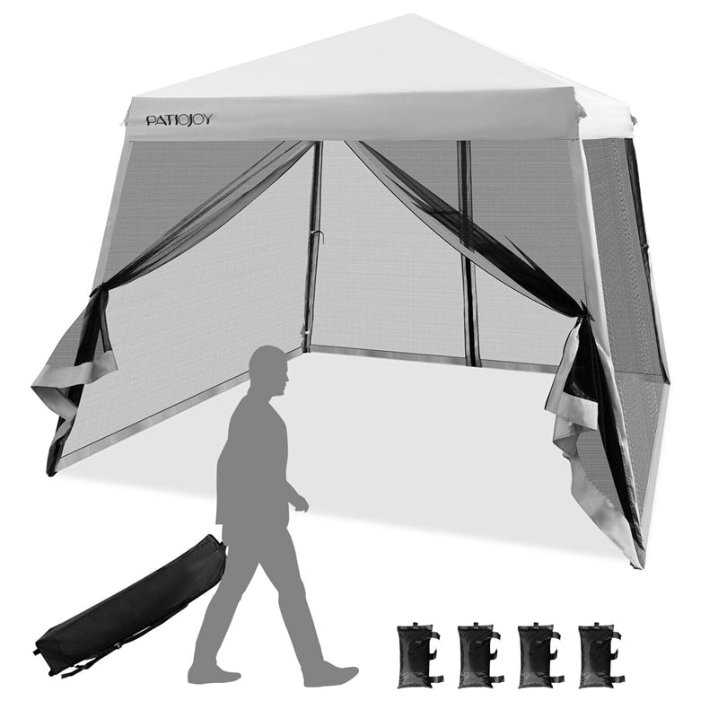 10x10 FT Outdoor Pop Up Canopy Patio Instant Canopy Tent with Netting Mesh Sidewalls & Roller Bag - Soothe Seating