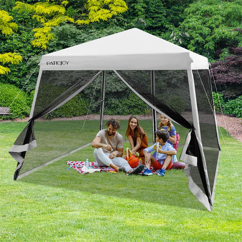 10x10 FT Outdoor Pop Up Canopy Patio Instant Canopy Tent with Netting Mesh Sidewalls & Roller Bag - Soothe Seating