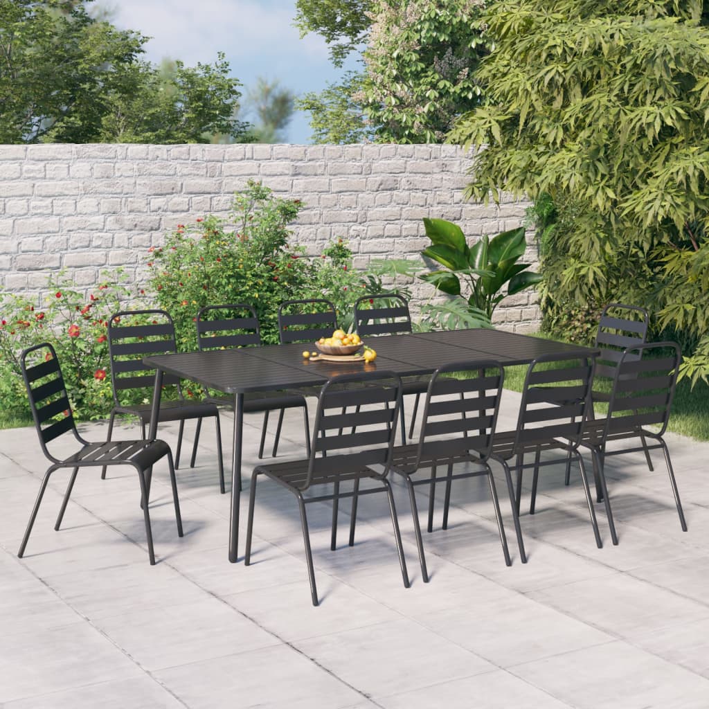 11 Piece Patio Dining Set Anthracite Steel - Soothe Seating