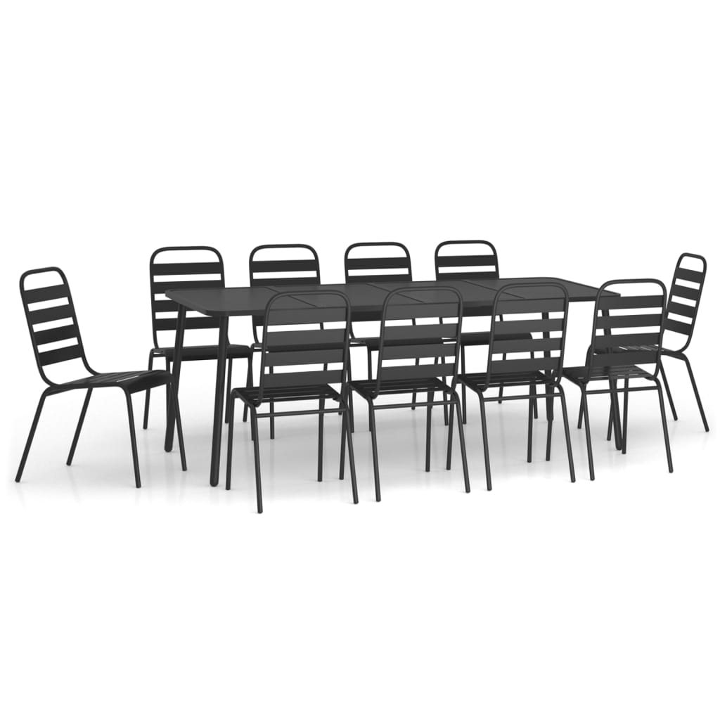 11 Piece Patio Dining Set Anthracite Steel - Soothe Seating