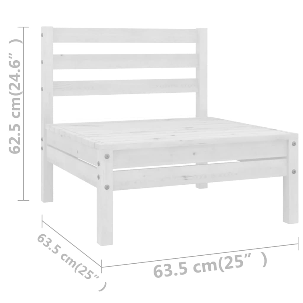 11 Piece Patio Lounge Set Solid Pinewood White - Soothe Seating